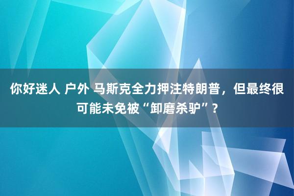 你好迷人 户外 马斯克全力押注特朗普，但最终很可能未免被“卸磨杀驴”？