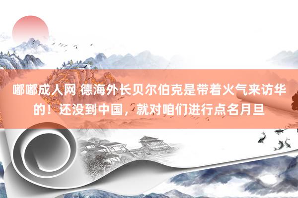   嘟嘟成人网 德海外长贝尔伯克是带着火气来访华的！还没到中国，就对咱们进行点名月旦