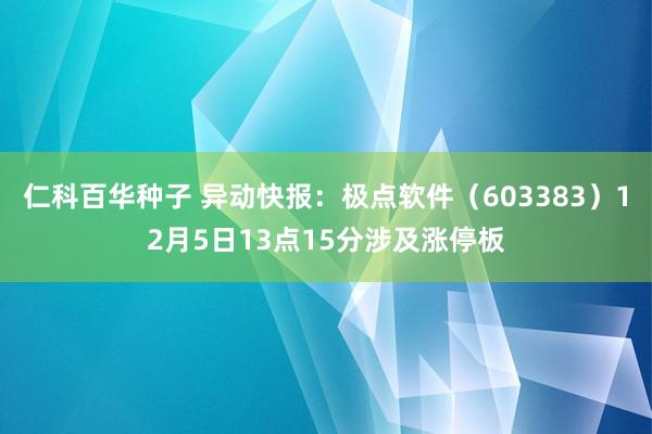   仁科百华种子 异动快报：极点软件（603383）12月5日13点15分涉及涨停板