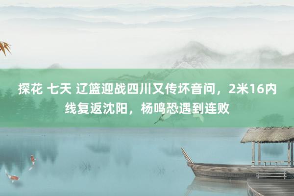   探花 七天 辽篮迎战四川又传坏音问，2米16内线复返沈阳，杨鸣恐遇到连败