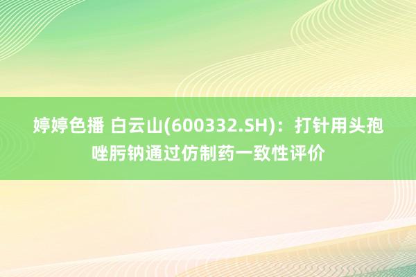   婷婷色播 白云山(600332.SH)：打针用头孢唑肟钠通过仿制药一致性评价