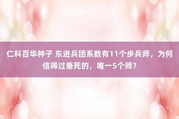   仁科百华种子 东进兵团系数有11个步兵师，为何信得过垂死的，唯一5个师？