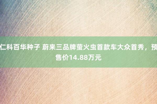   仁科百华种子 蔚来三品牌萤火虫首款车大众首秀，预售价14.88万元