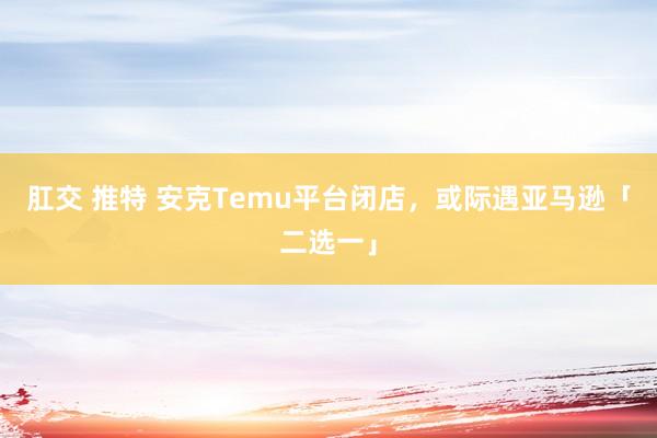   肛交 推特 安克Temu平台闭店，或际遇亚马逊「二选一」
