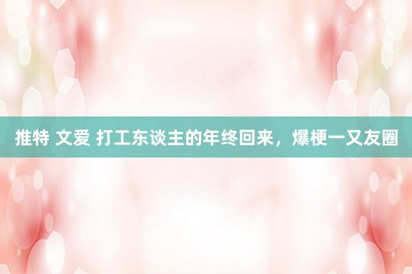   推特 文爱 打工东谈主的年终回来，爆梗一又友圈