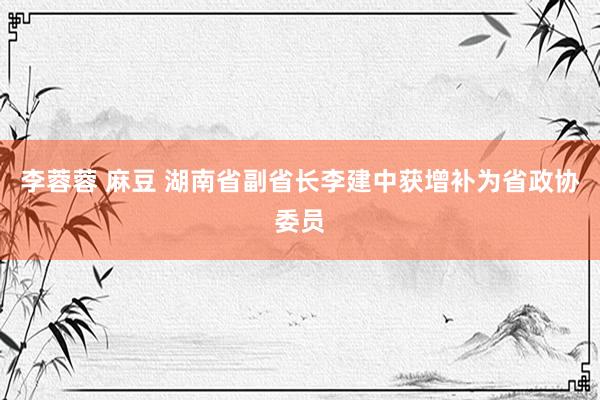   李蓉蓉 麻豆 湖南省副省长李建中获增补为省政协委员