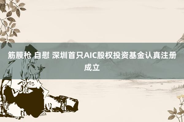   筋膜枪 自慰 深圳首只AIC股权投资基金认真注册成立