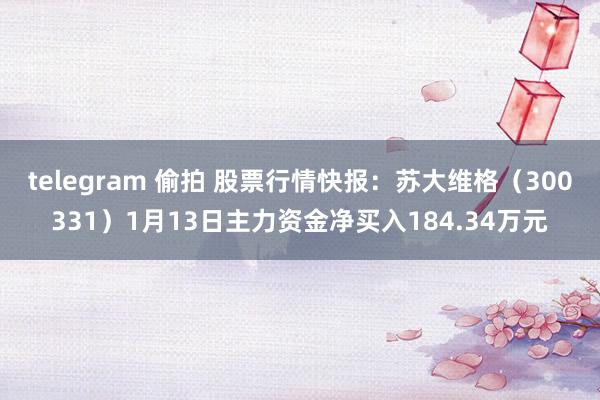 telegram 偷拍 股票行情快报：苏大维格（300331）1月13日主力资金净买入184.34万元